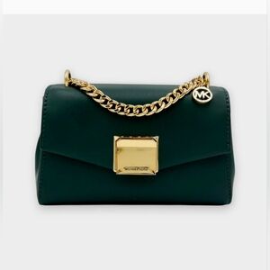 Michael Kors Small Lita Green Leather Crossbody Bag